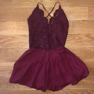 Burgundy romper open back